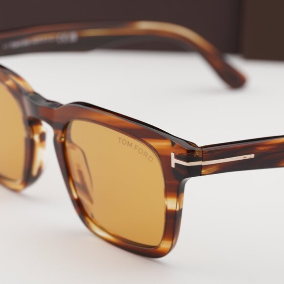 Tom Ford Dax FT0751 53E Square Sunglasses - Blonde Havana\Brown - Picture 2 of 11
